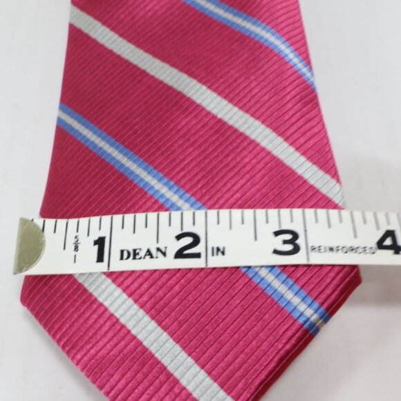 Lands End Mens Necktie Silk Stripes Repp Pink Blue Grey Classic Handsewn - Picture 3 of 6